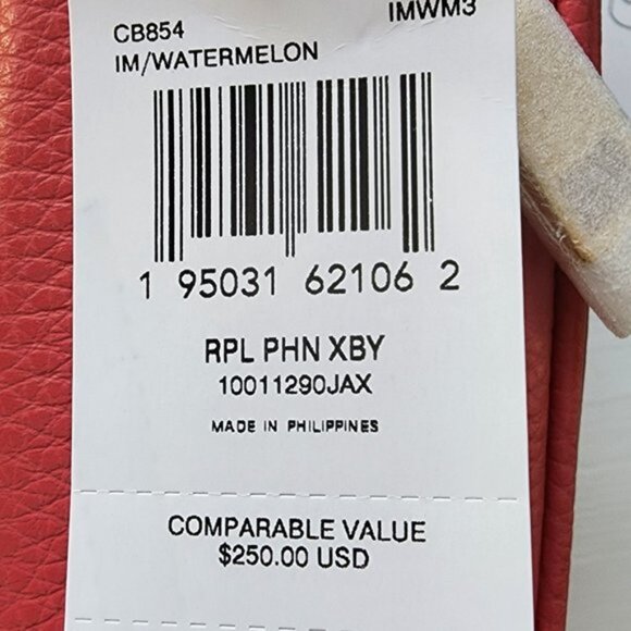 NWT COACH LEATHER Eva Phone Crossbody Watermelon Pink Detachable Strap - Picture 12 of 12